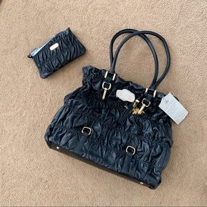 Joy Mangano Designer Drop Bag, Black / gold NWT